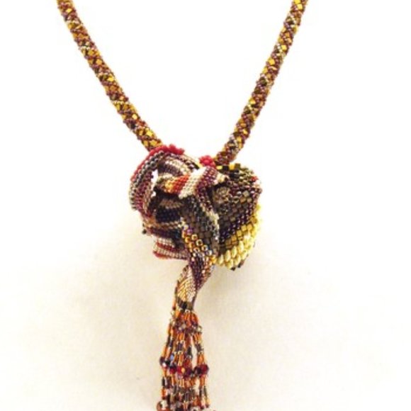 Tasseled Burgandy Heart Knot - Picture 3 of 4